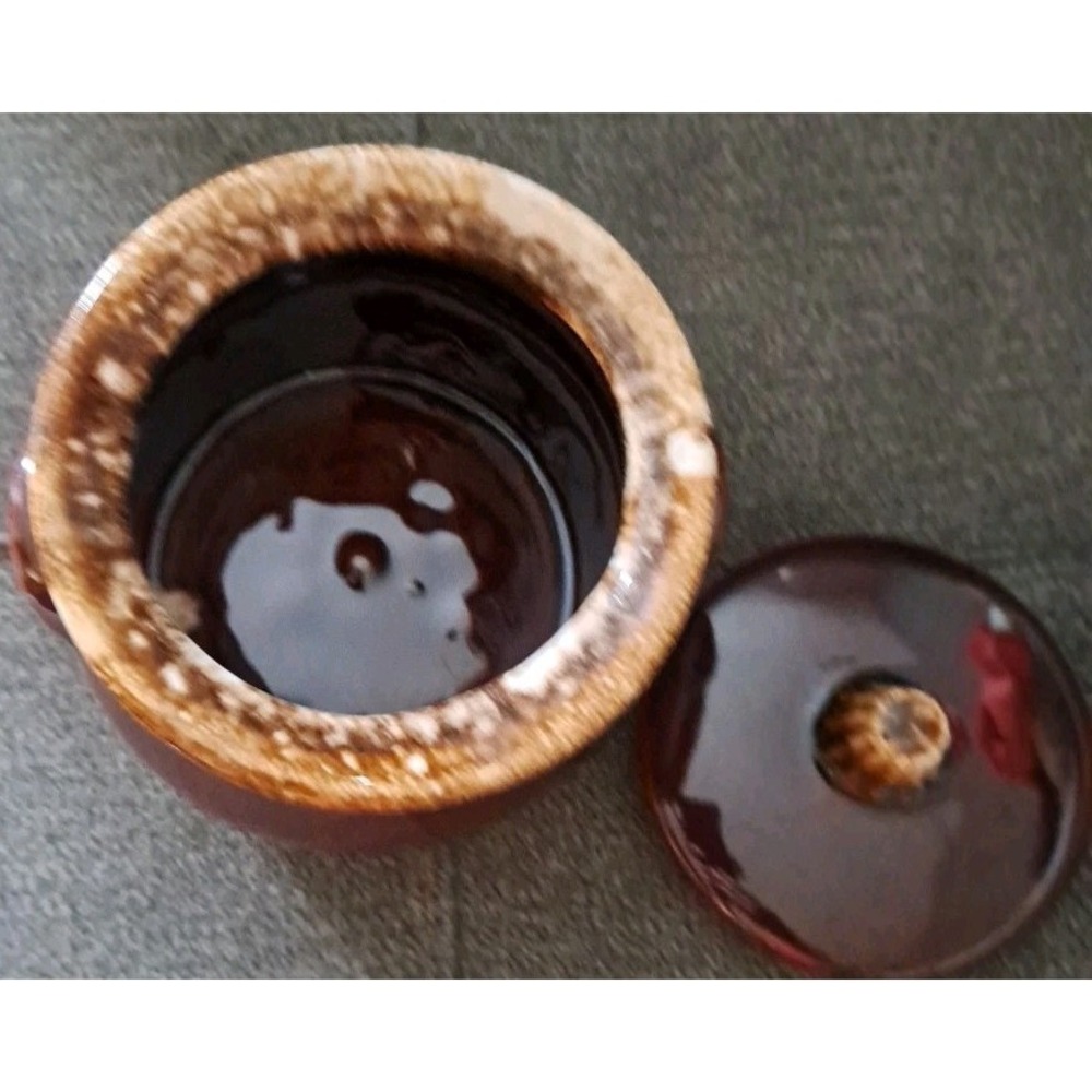 Vintage Hull Oven Proof Pottery Brown Drip Glaze Creamer and Sugar Bowl Set USA - Picture 5 of 9